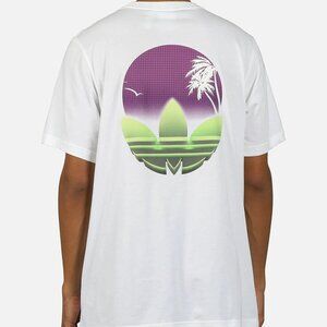 Adidas Originals Trefoil Graphic T-Shirt White Medium Retro Sunset Logo